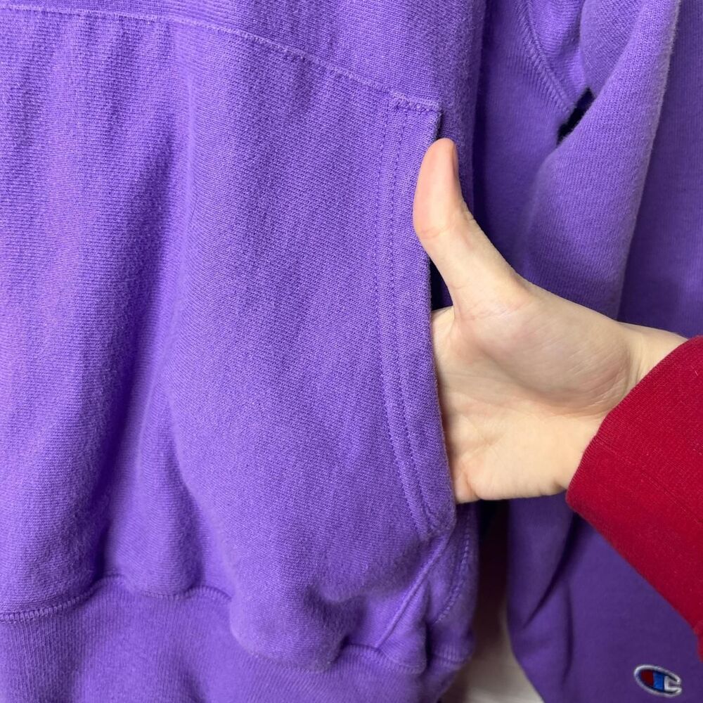Champion Small Reverse Weave Purple Hoodie – Oversized Fit Embroidered Logo - Picture 4 of 7